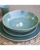 Lot de 6 grandes assiettes Mila en céramique vertes - D.26 cm