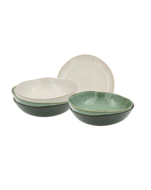 Lot de 6 assiettes creuses Mila en céramique vertes - 20,5x5,3cm