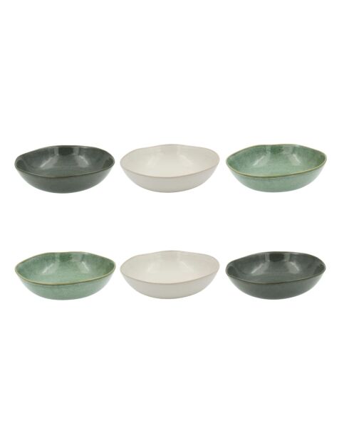 Lot de 6 assiettes creuses Mila en céramique vertes - 20,5x5,3cm