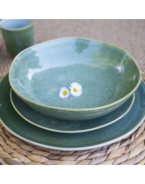 Lot de 6 assiettes creuses Mila en céramique vertes - 20,5x5,3cm