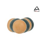 Set mit 6 kleinen Desserttellern Coralia aus orange/grünem Porzellan, D.20,5 cm