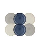 Set mit 6 blauen Oia Desserttellern aus Keramik - D.20,5 cm