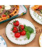 Trattoria Dessertteller aus grünem, lila/blauem Porzellan, Durchmesser 20,5 cm, 6 Stück