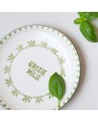 Trattoria Dessertteller aus grünem, lila/blauem Porzellan, Durchmesser 20,5 cm, 6 Stück