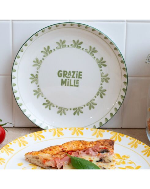 Trattoria Dessertteller aus grünem, lila/blauem Porzellan, Durchmesser 20,5 cm, 6 Stück