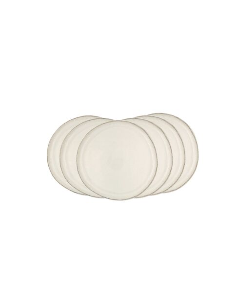 Set van 6 kleine witte keramische katoenen borden - D.20,3 cm
