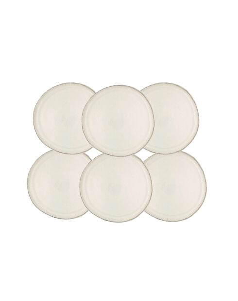 Set van 6 kleine witte keramische katoenen borden - D.20,3 cm