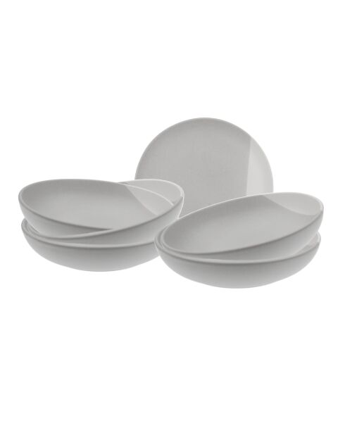 Set di 6 piatti da fondo Terre de Sienne in ceramica grigio/bianca - 22x4,7 cm