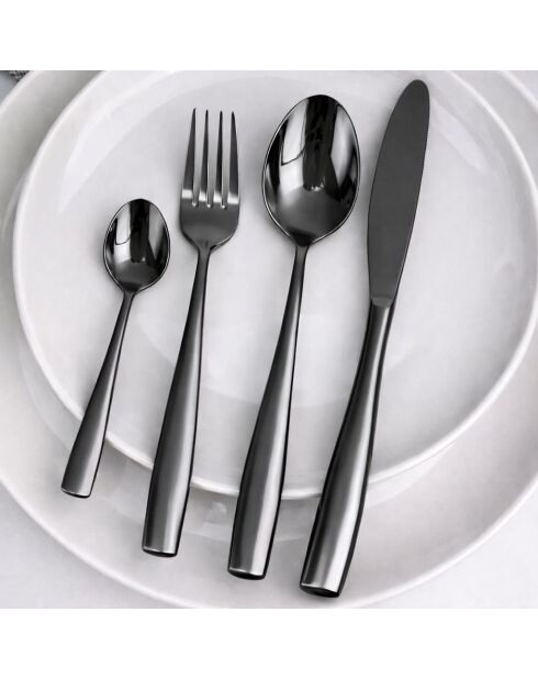 Ménagère 24 couverts Yucatan en inox noire