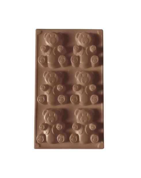Happy Cake Mini-Bärchenformen aus Silikon, für 6 Personen, 26 x 17 x 1,8 cm, braun