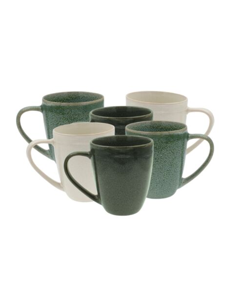 Lot de 6 mugs Mila en céramique verts - 8,3×10cm