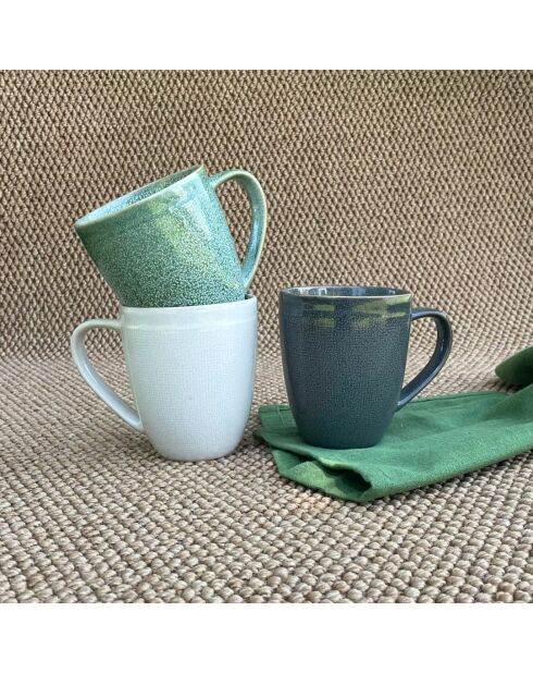 Lot de 6 mugs Mila en céramique verts - 8,3×10cm