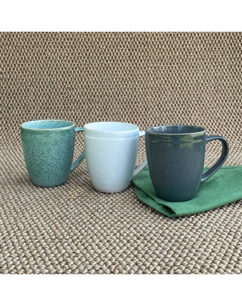 Lot de 6 mugs Mila en céramique verts - 8,3×10cm