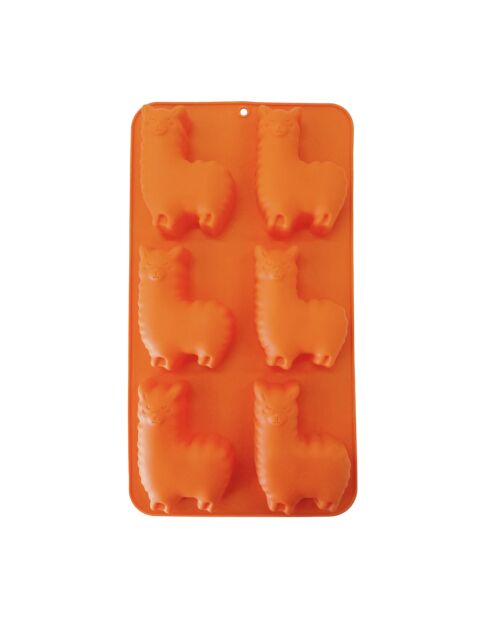 Molde Happy Cake 6 minillamas de silicona naranja, 30 x 16,5 x 3 cm