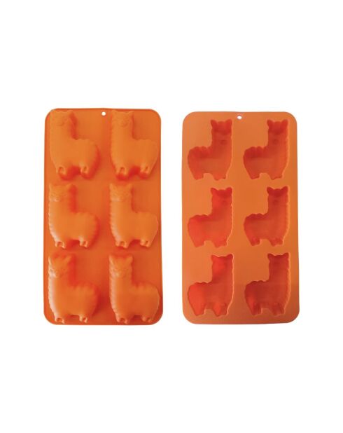 Molde Happy Cake 6 minillamas de silicona naranja, 30 x 16,5 x 3 cm