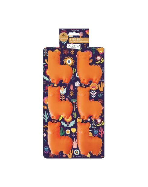 Molde Happy Cake 6 minillamas de silicona naranja, 30 x 16,5 x 3 cm