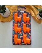 Molde Happy Cake 6 minillamas de silicona naranja, 30 x 16,5 x 3 cm