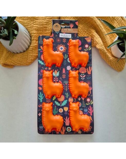 Molde Happy Cake 6 minillamas de silicona naranja, 30 x 16,5 x 3 cm