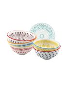 Lot de 6 bols médiums Kyoto en porcelaine multicolores - 15×7 cm