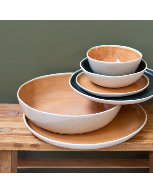 Grand saladier design 1 Coralia en porcelaine orange - 29,7xh7,5 cm