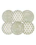 Set mit 6 großen grünen Soliman-Porzellantellern - D.26 cm