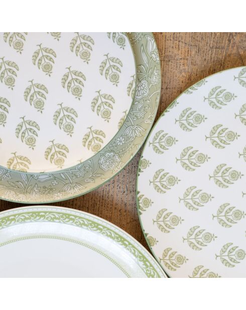 Set mit 6 großen grünen Soliman-Porzellantellern - D.26 cm