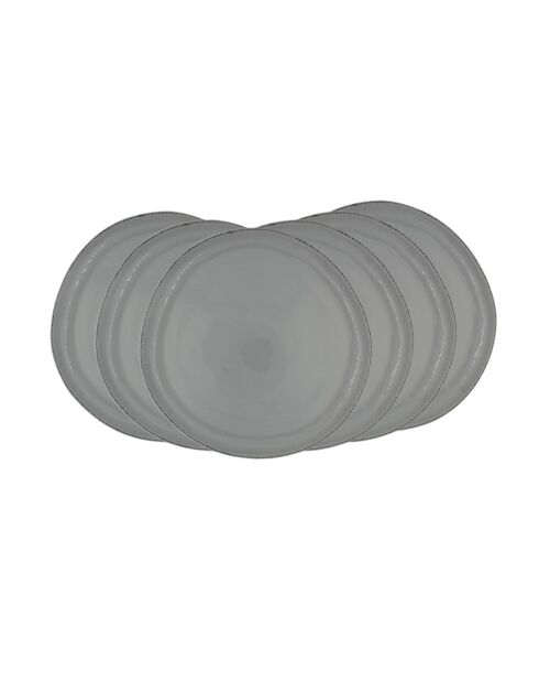 Set mit 6 großen grauen Galet-Tellern aus Keramik - D.26,8 cm