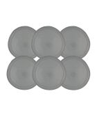 Set di 6 piatti Galet grandi in ceramica grigia - D.26,8 cm