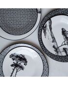 Set di 6 piatti grandi in porcellana nera Villa les Pins - D.26,9 cm