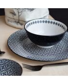 Set di 6 piatti grandi in porcellana nera Villa les Pins - D.26,9 cm