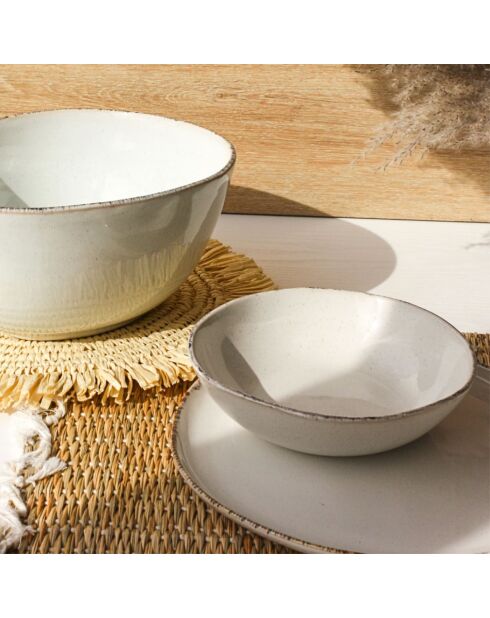 Set van 6 witte keramische katoenen soepborden - 18,8x5 cm