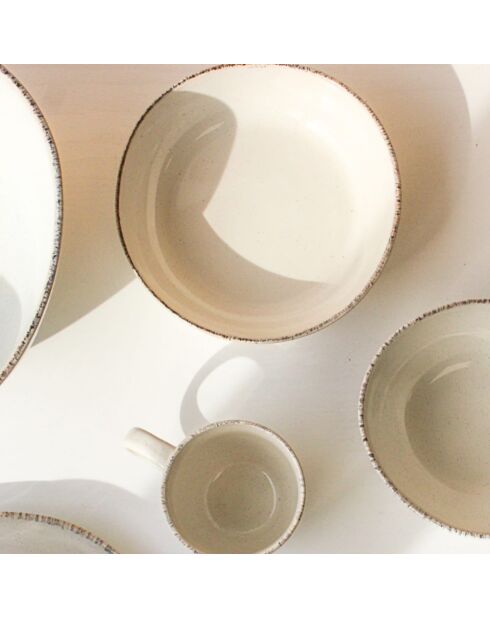 Set van 6 witte keramische katoenen soepborden - 18,8x5 cm