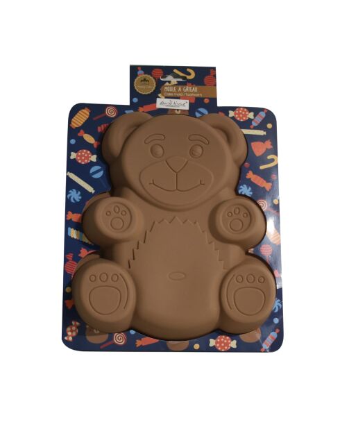 Happy Cake Bear Kuchenform aus braunem Silikon, 23 x 27,5 x 4 cm