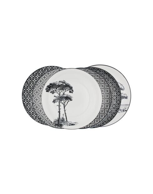 Set mit 6 kleinen schwarzen Porzellantellern Villa les Pins - D.20,5 cm