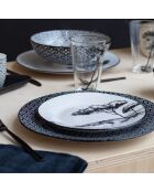 Set di 6 piatti piccoli Villa les Pins in porcellana nera - D.20,5 cm