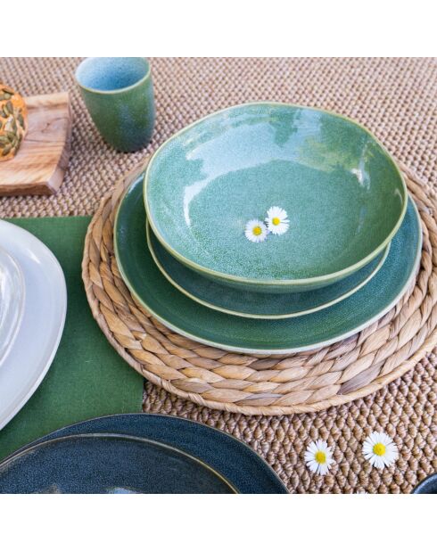 Saladier Mila en céramique vert - 22×5,8 cm