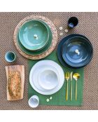 Saladier Mila en céramique vert - 22×5,8 cm