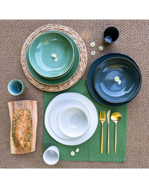 Saladier Mila en céramique vert - 22×5,8 cm