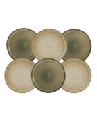 Juego de 6 platos grandes de cerámica Terralha verde/beige - D.26,7 cm