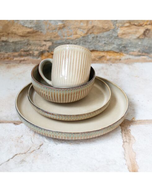 Juego de 6 platos grandes de cerámica Terralha verde/beige - D.26,7 cm