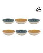 Lot de 6 assiettes creuses Coralia en porcelaine orange/vert - 18x5 cm