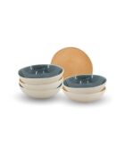 Lot de 6 assiettes creuses Coralia en porcelaine orange/vert - 18x5 cm