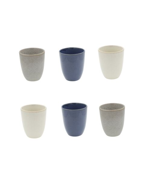 Lot de 6 tasses Oia en céramique bleues - 7,3×8,5cm