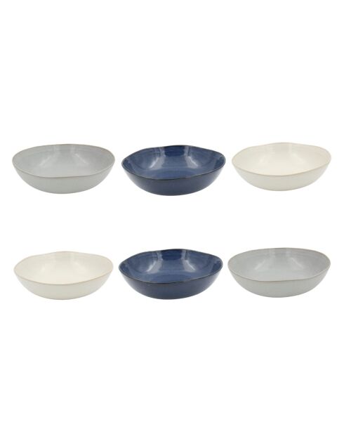 Lot de 6 assiettes creuses Oia en céramique bleues - D.20,5x5,3 cm