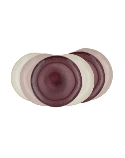 Dessertteller aus Keramik in Terra-Pink, Durchmesser 20,5 cm, 6 Stück