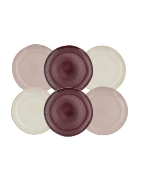 Dessertteller aus Keramik in Terra-Pink, Durchmesser 20,5 cm, 6 Stück