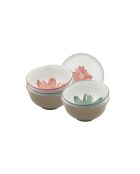 Lot de 6 petits bols Hanae en porcelaine rose/beige/vert - 10,5x5,5 cm