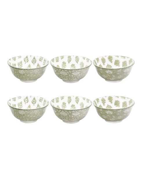 Lot de 6 bols médiums Soliman en porcelaine verts - 15,5×7  cm