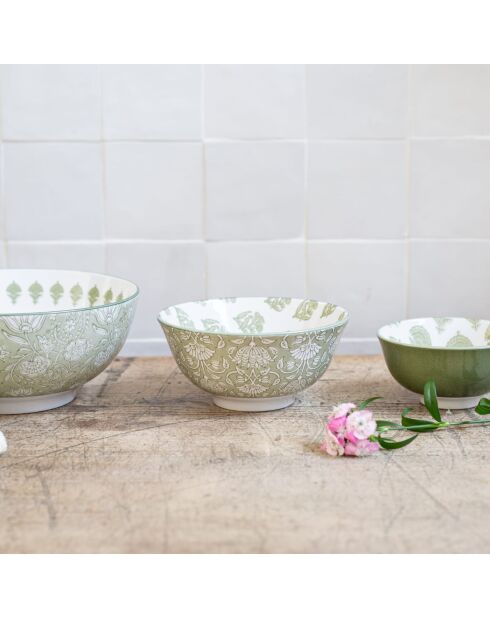 Lot de 6 bols médiums Soliman en porcelaine verts - 15,5×7  cm