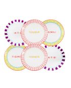 Set van 6 Relax Sun dessertborden van veelkleurig porselein - D.20 cm